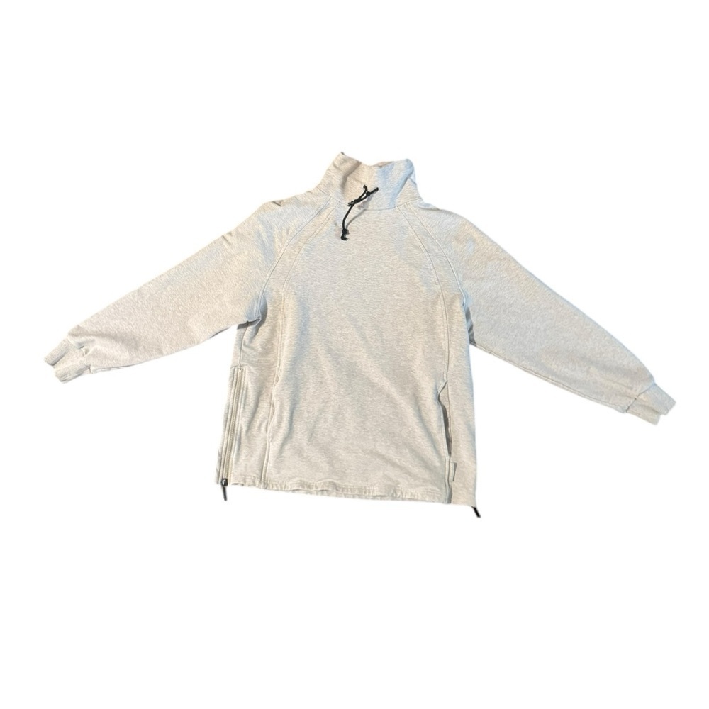 Varley Sweatshirt Atlas Mockneck Size Small Beige Pockets Zipper Sides Comfort